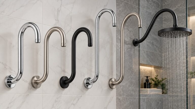 Gooseneck shower arms in several finishes compared