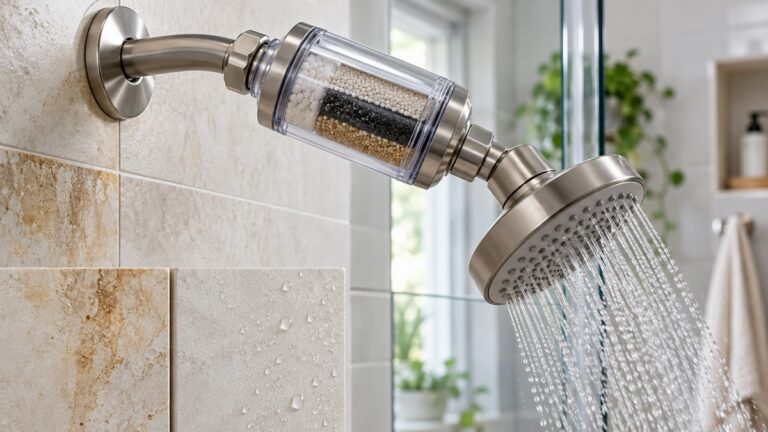 Generic shower filter installed for well water