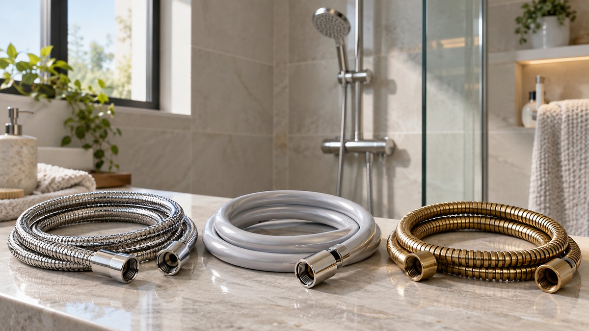 Stainless steel PVC and brass shower hose materials compared