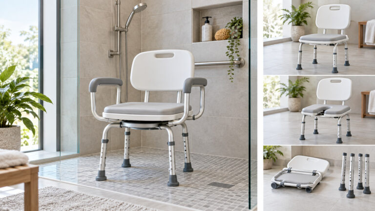 A clean editorial comparison scene showing generic kingpavonini kingpavonini 360 swivel shower chair for inside shower 550 options side by side.