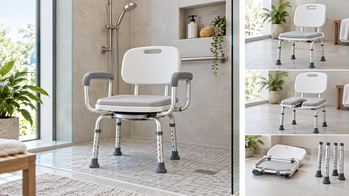 A clean editorial comparison scene showing generic kingpavonini kingpavonini 360 swivel shower chair for inside shower 550 options side by side.