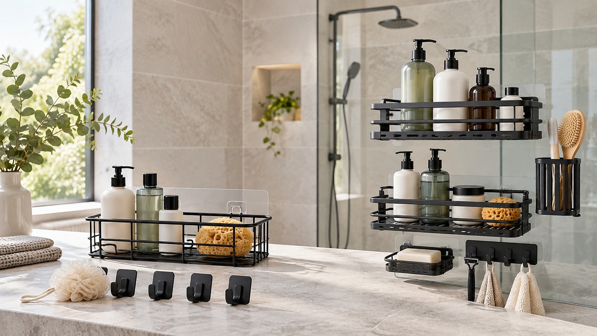 Side-by-side product image of the EUDELE and Docrok shower accessories eudele options on a clean neutral background, showing their visible size and design differences.