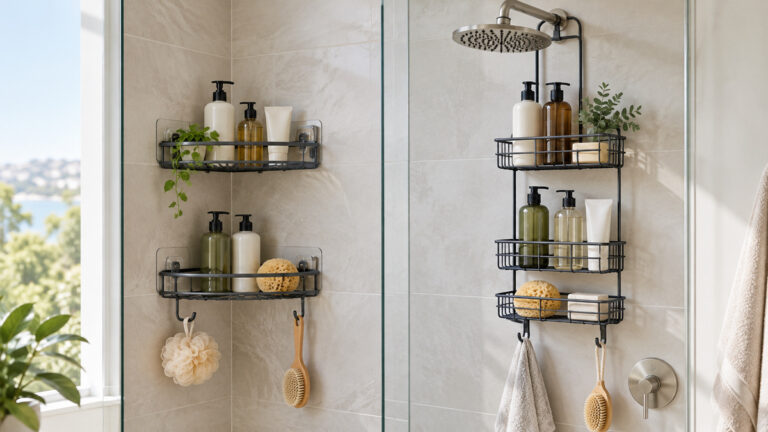 Side-by-side view of the EUDELE and YASONIC shower accessories products on a neutral background, emphasizing visible differences in size and configuration.