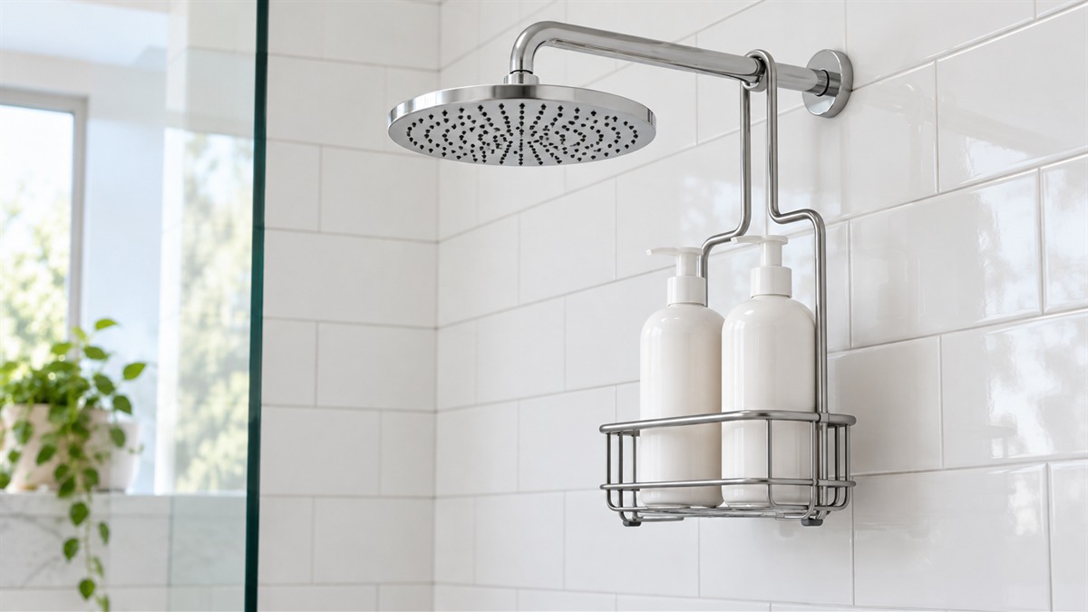Shower head shampoo holder