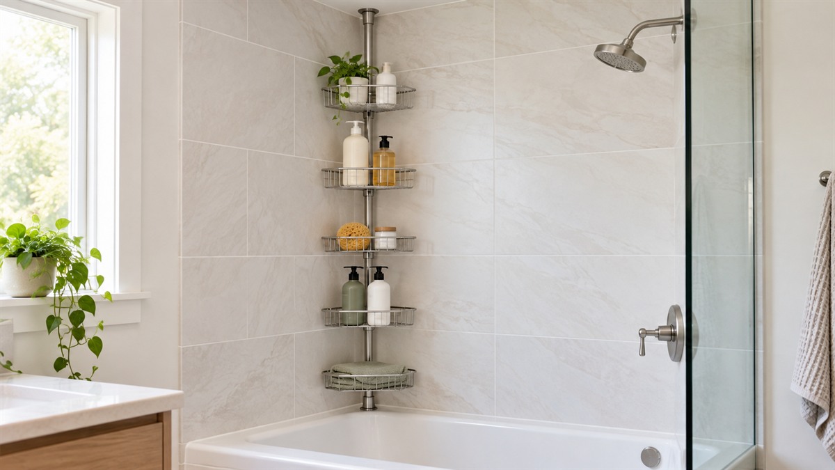 Shower pole rack
