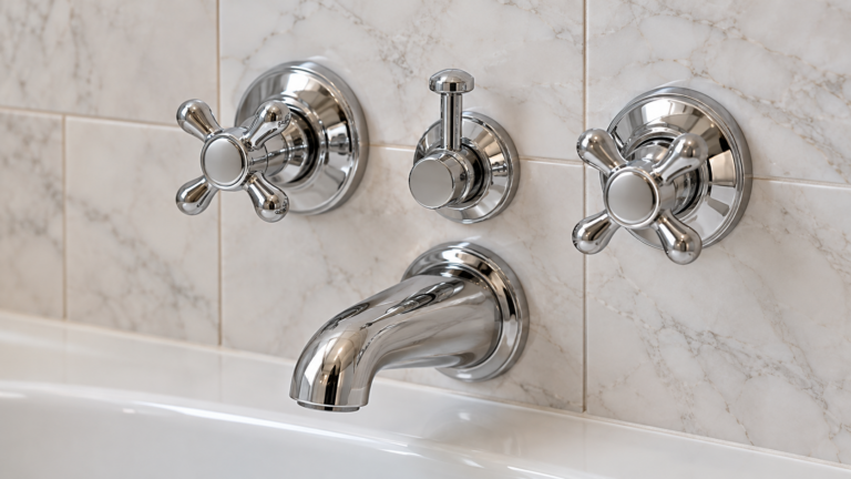 Chrome bathtub control knobs and diverter