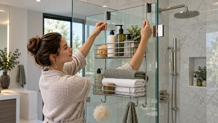 over-door-shower-caddy-installation-planning-for-frameless-glass
