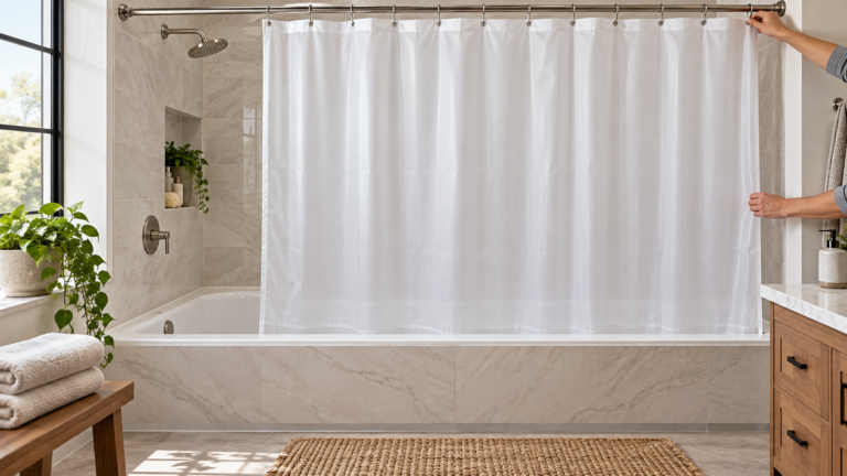 shower-curtain-liner-installation-planning-for-extra-long-tub