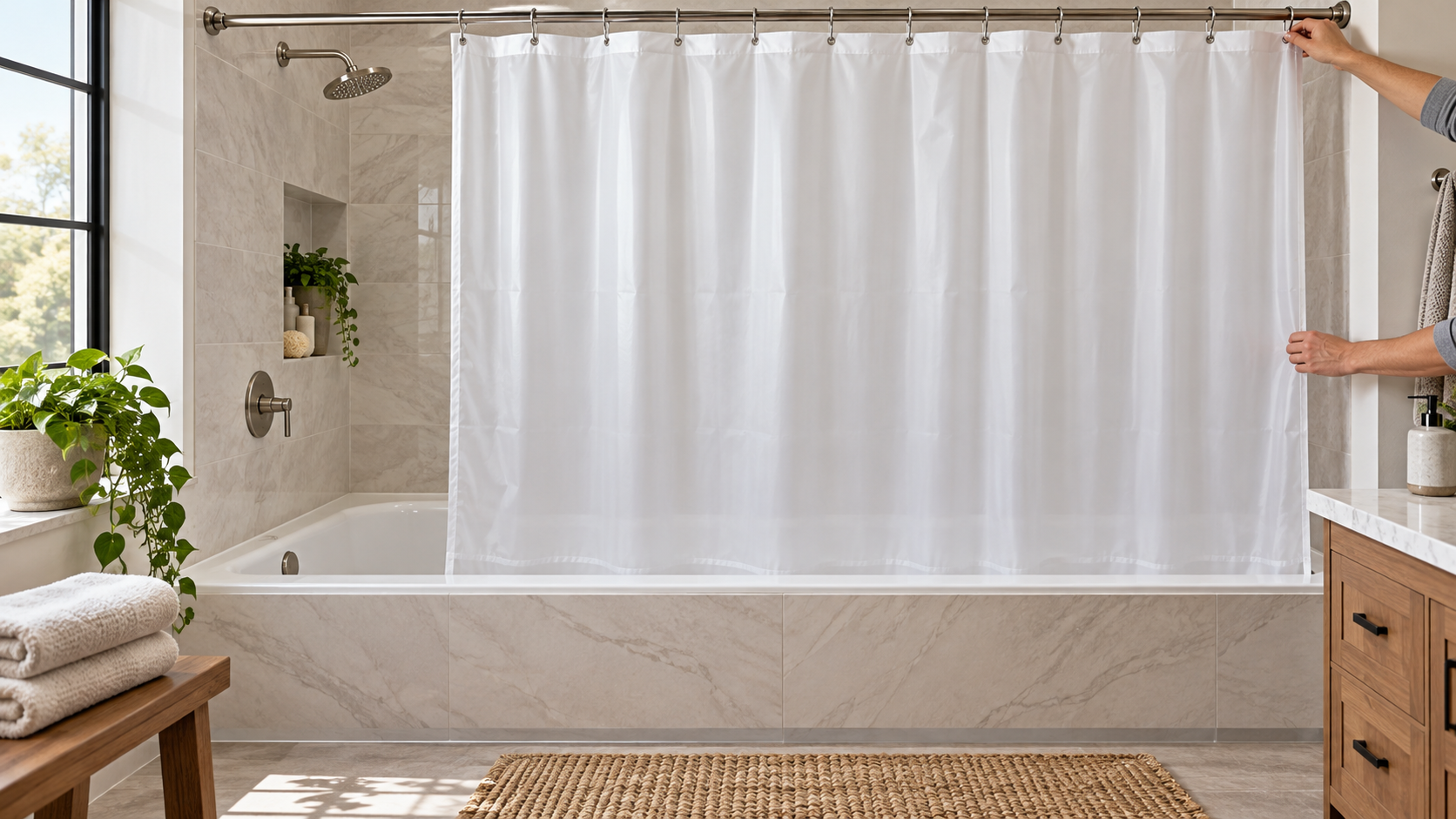 shower-curtain-liner-installation-planning-for-extra-long-tub